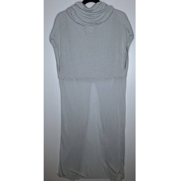 ST Studio Lagenlook Long Split Front Tunic Medium Ribbed Knit Gray Cowl Neck - Picture 8 of 9
